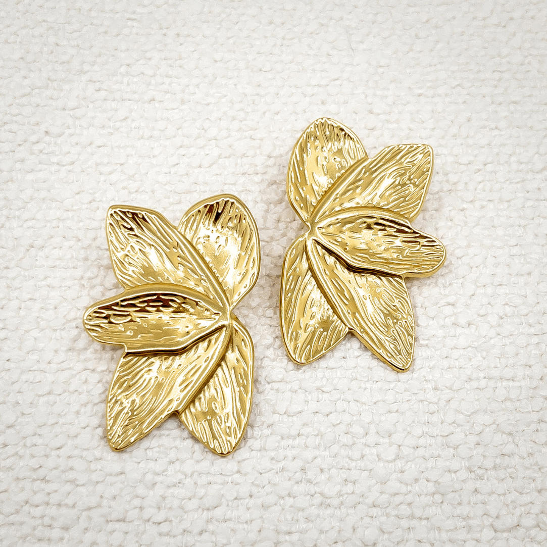 Boucles d'oreilles feuille Astrid | Acier inoxydable