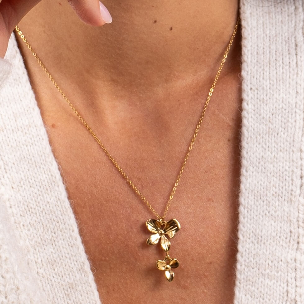 Collier 2 fleurs Billie | Acier inoxydable